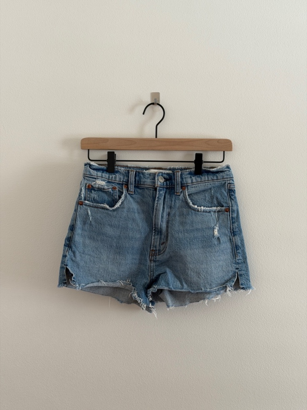 Abercrombie & Fitch Light Blue Distressed Mom Shorts